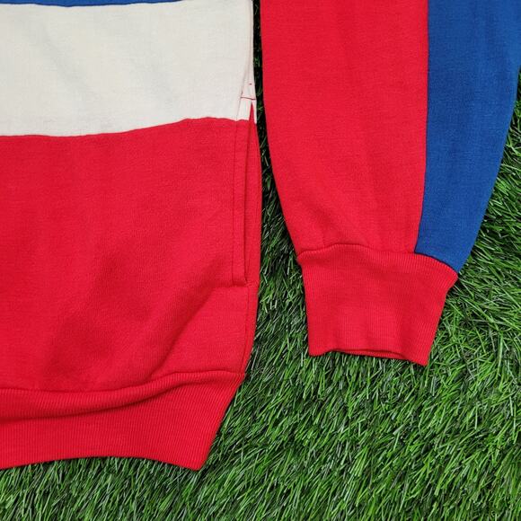 Line-Up Zip Fleece Jacket M/L 22x22 Boxy Cropped Red Blue - Picture 12 of 13